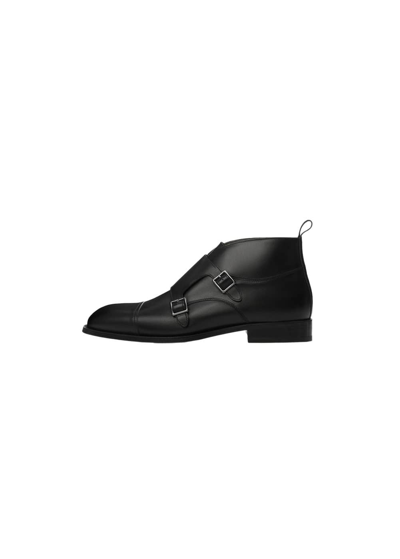 Shop Mango Chelsea Leather Ankle Boots With Track Sole Black