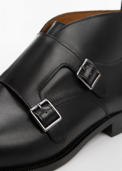 Shop Mango Chelsea Leather Ankle Boots With Track Sole Black