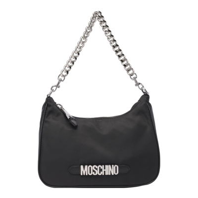 Shop Moschino Logo Lettering Hobo Bag In Black
