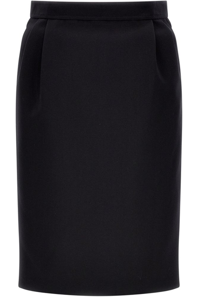 Shop Saint Laurent Zip Detailed High Waist Skirt In Black