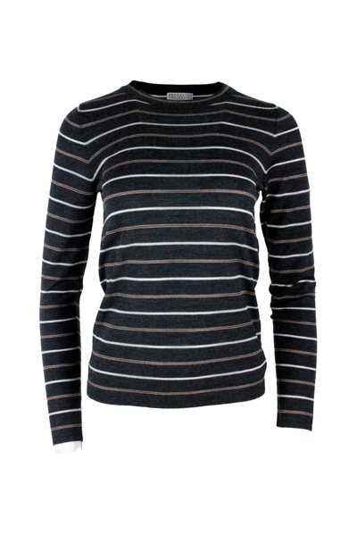 Shop Brunello Cucinelli Striped Crewneck Sweatshirt In Multi