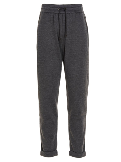 Shop Brunello Cucinelli Drawstring Tapered Sweatpants In Grey