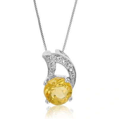 Shop Vir Jewels 3/4 Cttw Citrine Pendant Necklace .925 Sterling Silver With Rhodium 6 Mm Round