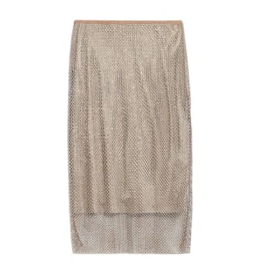 Shop Sportmax Sequin Mesh Skirt In Metallic