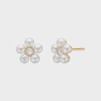 Shop Carre Carré Gold Plated Ear Studswith Prasiolite And Pearl