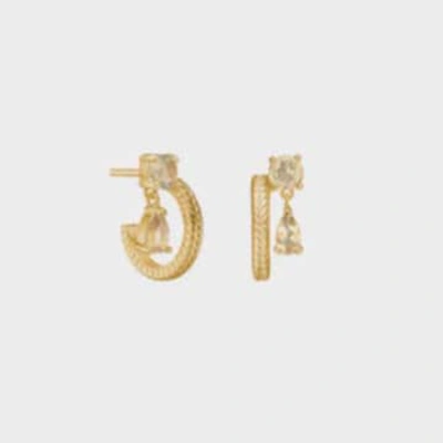 Shop Carre Carré Gold Plated Hoop Earrings With Champagne Quartz