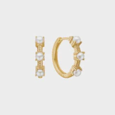 Shop Carre Carré Gold Plated Hoop Earrings With Pearl