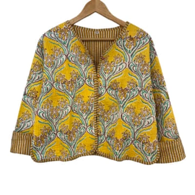 Shop Behotribe  &  Nekewlam Jacket Cotton Kantha Reversable Block Print Mimosa