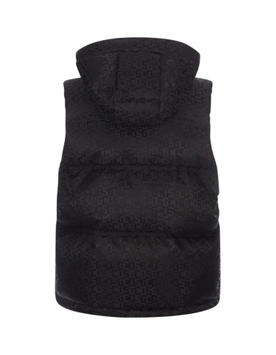 Shop Gcds Padded Gilet With  Pattern In Black