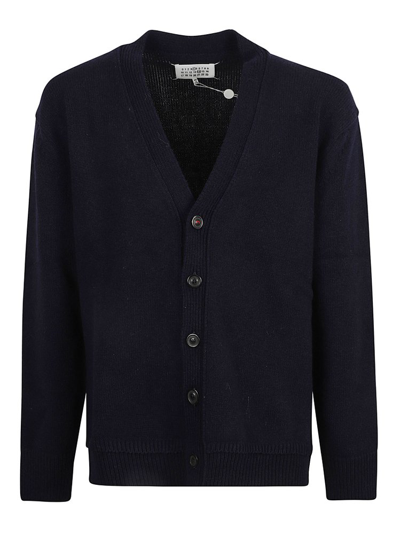 Shop Maison Margiela Buttoned Knitted Cardigan In Navy