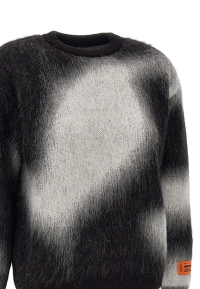 Shop Heron Preston "aop Knit Crewneck" Alpaca Wool Blend Sweater In Black