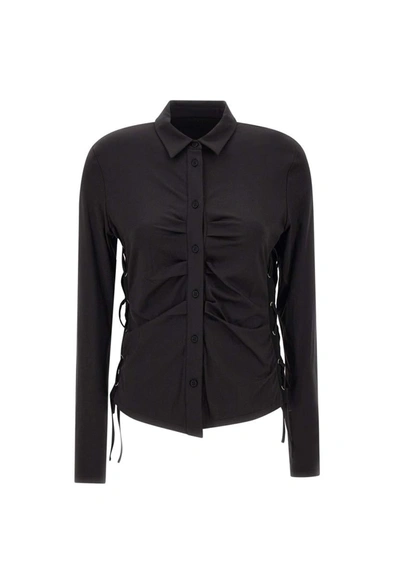 Heron Preston Lace-up Ruched Shirt In Black