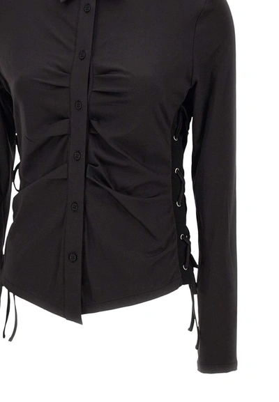 Heron Preston Lace-up Ruched Shirt In Black