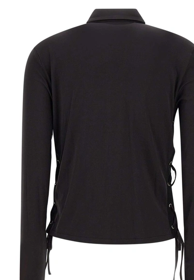 Heron Preston Lace-up Ruched Shirt In Black