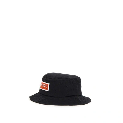 Shop Kenzo Paris "bucket" Cotton Fisherman Hat In Black