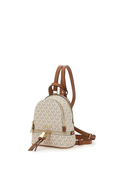 Shop Michael Michael Kors "rhea" Leather Backpack In Beige