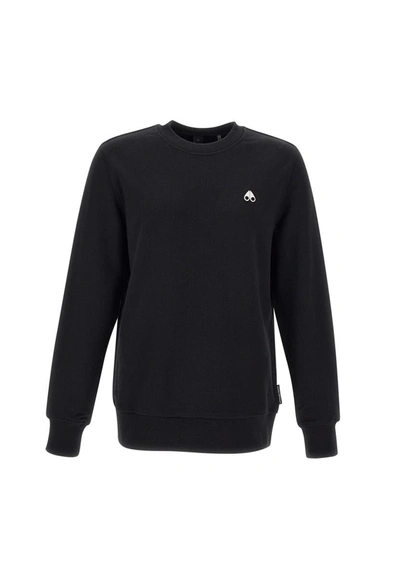 Shop Moose Knuckles "greyfield" Cotton Sweatshirt In Black