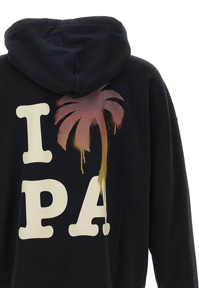 Shop Palm Angels "i Love Pa" Cotton Sweatshirt In Black
