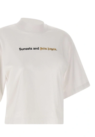 Shop Palm Angels "sunsets Tee" Cotton T-shirt In White