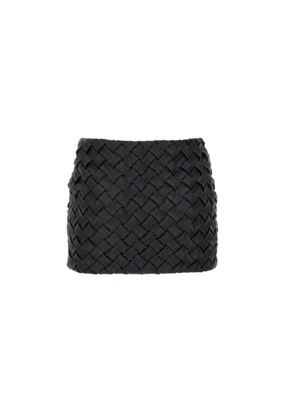 Shop Rotate Birger Christensen Rotate "braided Mini Skirt" Miniskirt In Black