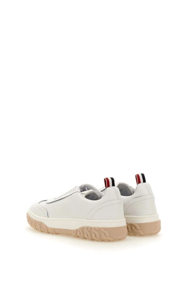 Shop Thom Browne "field" Leather Sneakers In White