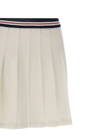 Shop Thom Browne "pleated Skirt"  Cotton Miniskirt In White