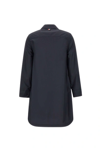 Shop Thom Browne "round Collar Overcoat" Coat In Blue