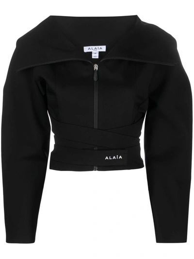 Shop Alaïa Cropped Jacket In Black