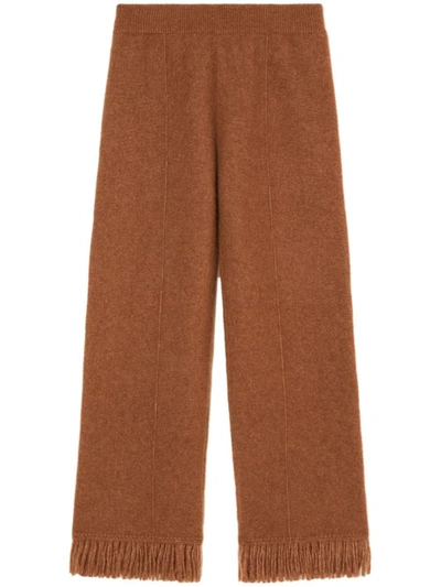 Shop Alanui Cashmere And Silk Blend Trousers In Camel