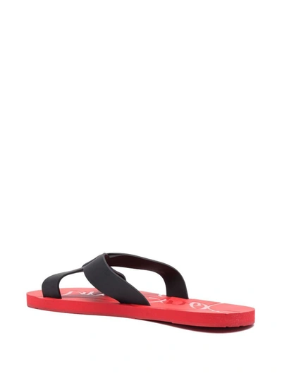 Shop Christian Louboutin Loubi Cross Flat Sandals In Red