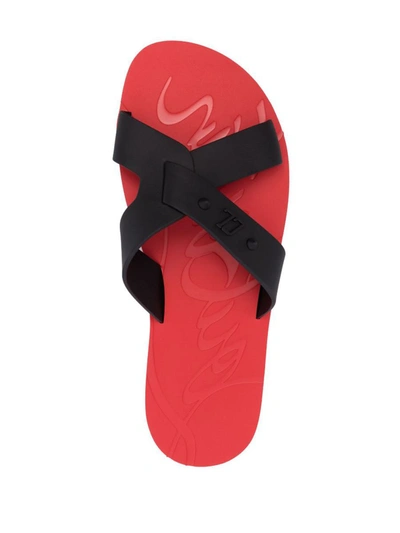 Shop Christian Louboutin Loubi Cross Flat Sandals In Red