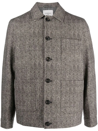 Shop Circolo 1901 Herringbone Cotton Jacket In Black