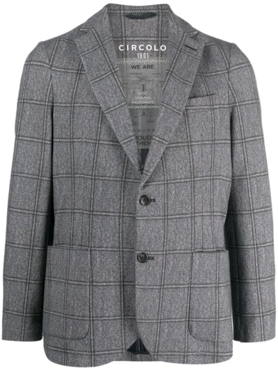 Shop Circolo 1901 Single-breasted Checked Cotton Jacket In Blue