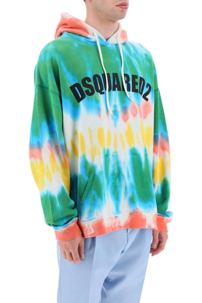 Dsquared2 Logo Tie Dye Sweatshirt Hoodie In Multicolor