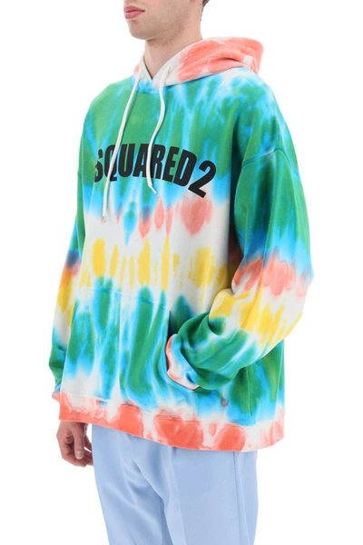 Dsquared2 Logo Tie Dye Sweatshirt Hoodie In Multicolor