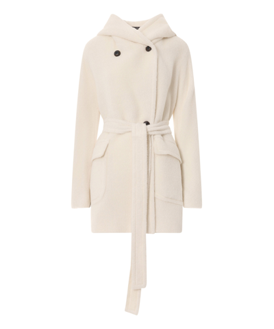 Shop Tagliatore Coat In White