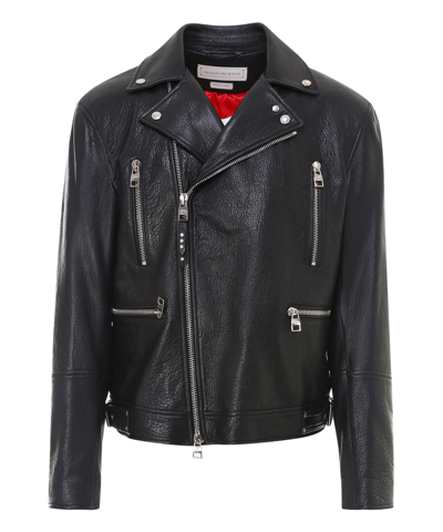 Shop Alexander Mcqueen Leather Jackets In Black