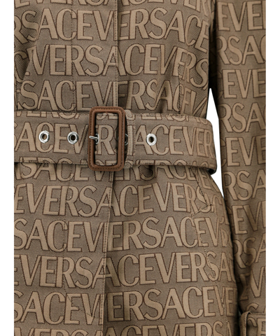 Shop Versace Trench Coat In Beige