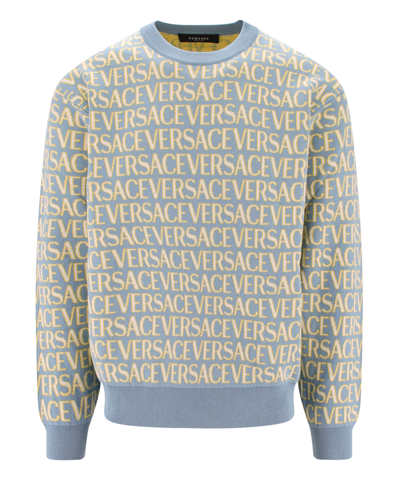 Shop Versace Sweater In Blue