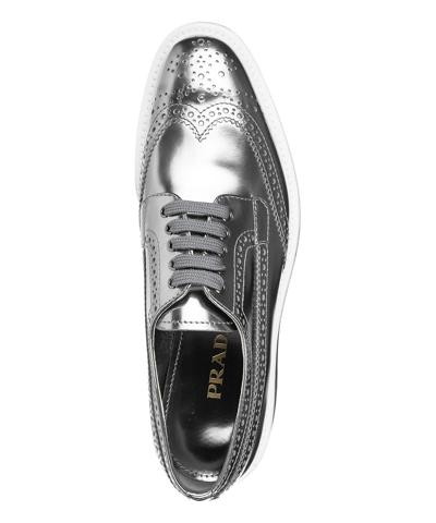 Shop Prada Derby Shoes In Silver
