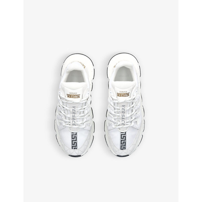 Shop Versace Trigreca Logo-print Leather Low-top Trainers 8-10 Years In White/comb
