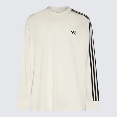 Shop Y-3 White And Black Cotton 3s T-shirt In Off White/black