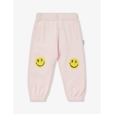 Shop Palm Angels Pink Lemo Smiley Cotton-jersey Jogging Bottoms