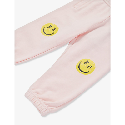 Shop Palm Angels Pink Lemo Smiley Cotton-jersey Jogging Bottoms