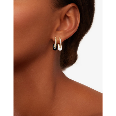Shop Melissa Kaye Ada 18ct Yellow-gold And 0.25ct Brilliant-cut Diamond Earrings In Black