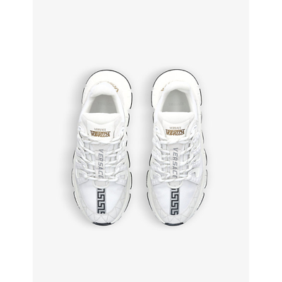 Shop Versace Trigreca Logo-print Leather Low-top Trainers 4-7 Years In White/comb