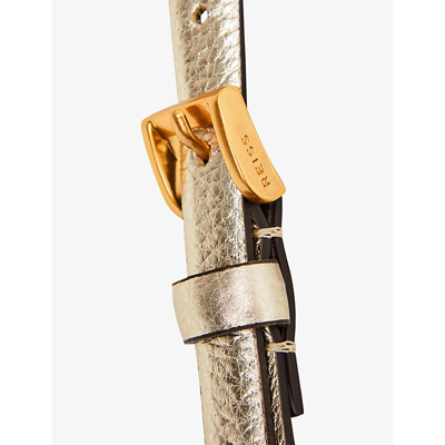 Shop Reiss Women's Gold Molly Mini Metallic-leather Belt