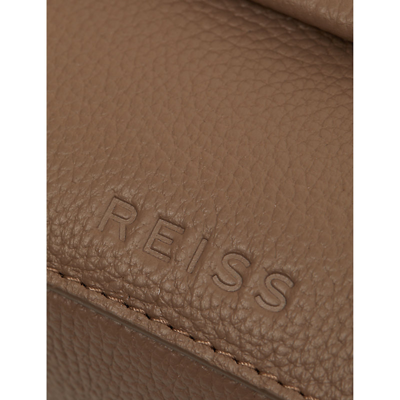 Shop Reiss Womens Taupe Cleo Camera Leather Cross-body Bag