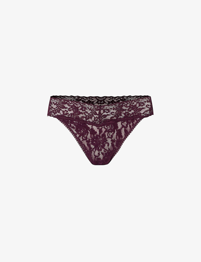 Shop Hanky Panky Womens Dried Cherry Signature Mid-rise Lace Thong