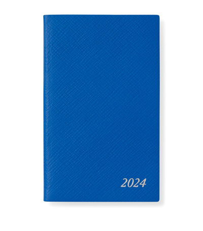 Shop Smythson Panama Leather Weekly Diary 2024 In Blue